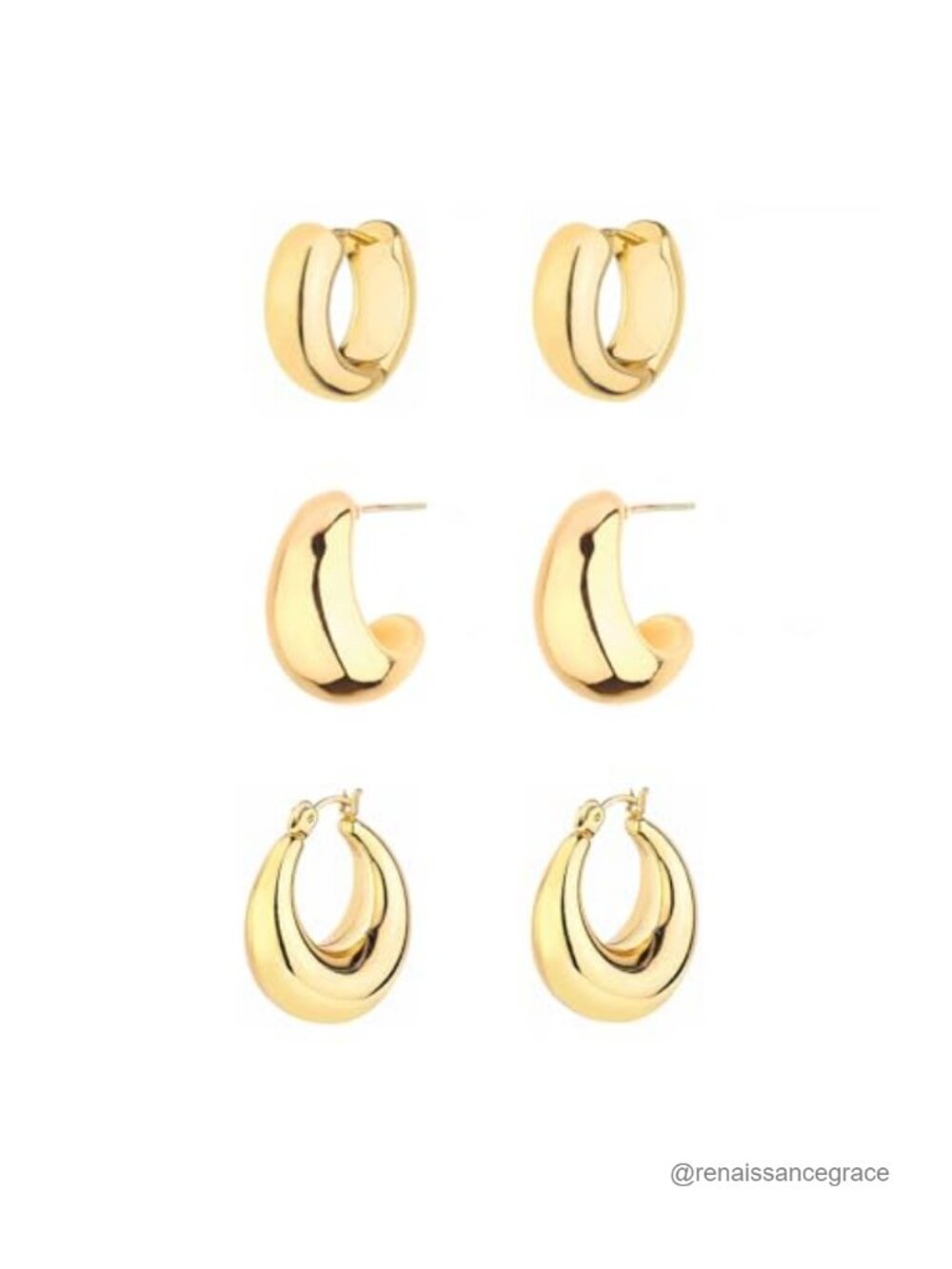 Chunky Gold Hoop Earrings Set for Women | 14K Gold Plated Twisted Huggies